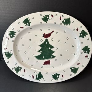 Studio Nova Holiday Cardinal Christmas 20" Oval Serving Platter KT547 Vintage